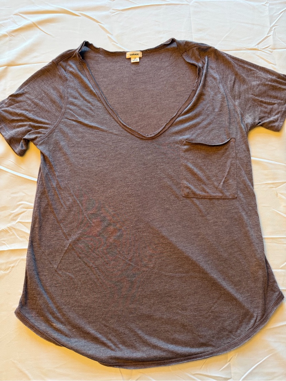 Garage Women's Charcoal V-Neck Pocket Tee